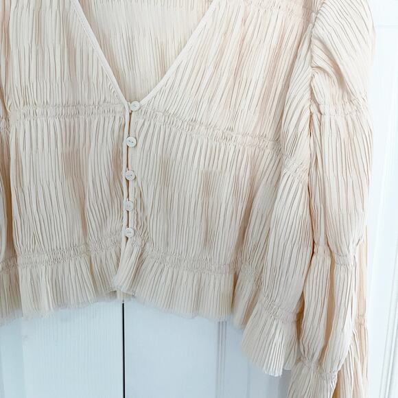 Urban Outfitters Aliyah Plisse Button-Front Blouse - Picture 7 of 9